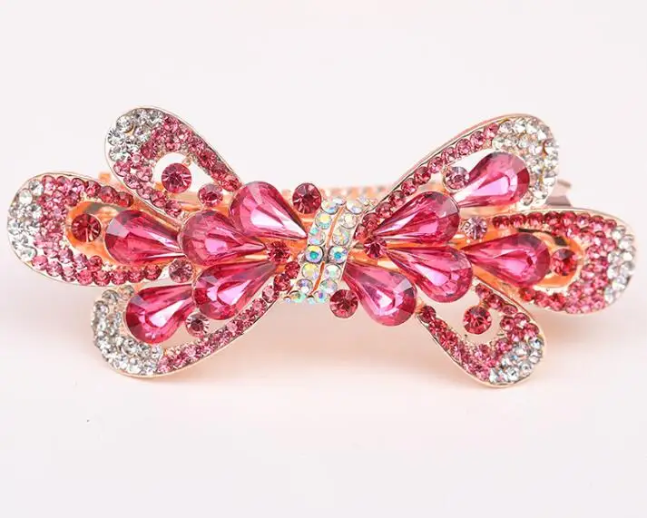 FJ02 высокое качество Стразы бант заколки из цинкового сплава Позолоченные заколки украшения для волос оптом