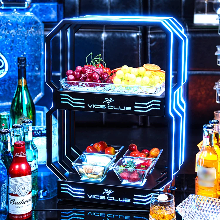 Party Bar Night Club KTV Plastic Glowing Fruit Plate Colorful Led Fruit Vegetable Serving Tray