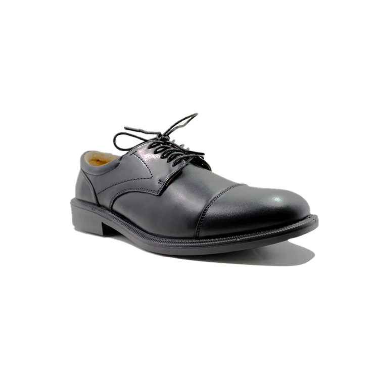 Black trendy leather oxfords shoes for men wear resistant shock absorption shoes