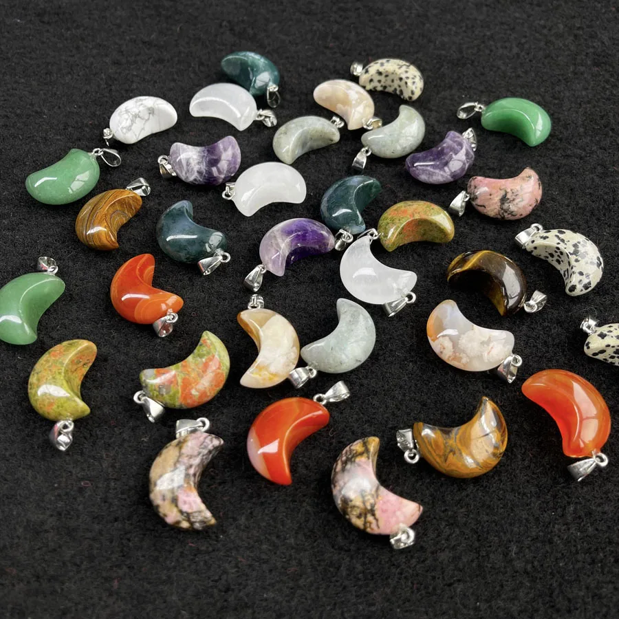 Оптовая продажа подвеска в виде полумесяца с кристаллами каменная форме сердца для изготовления ювелирных изделий