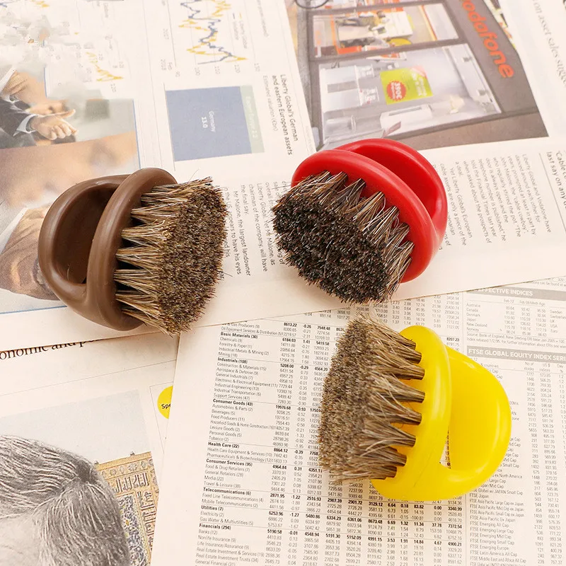 Men Shaving Face Hair Barber Cleaning Brush Black ABS Handle Boar Bristle Finger Beard Brush