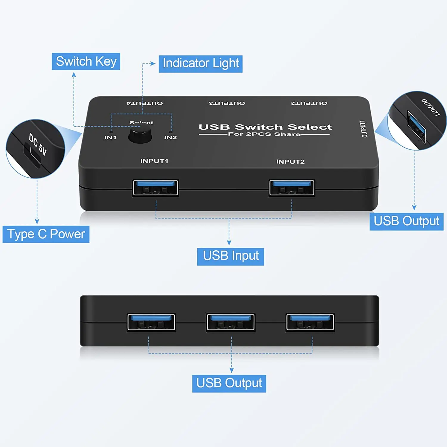 2 в 4 выхода USB 0 KVM Переключатель Селектор адаптер периферийный концентратор для компьютеров мышь сканер