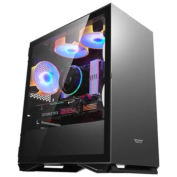 darkFlash OEM Best-COST-Effective MATX iTX PC Case with Minimalist Design Hinge-Connected Glass Door for Office Use