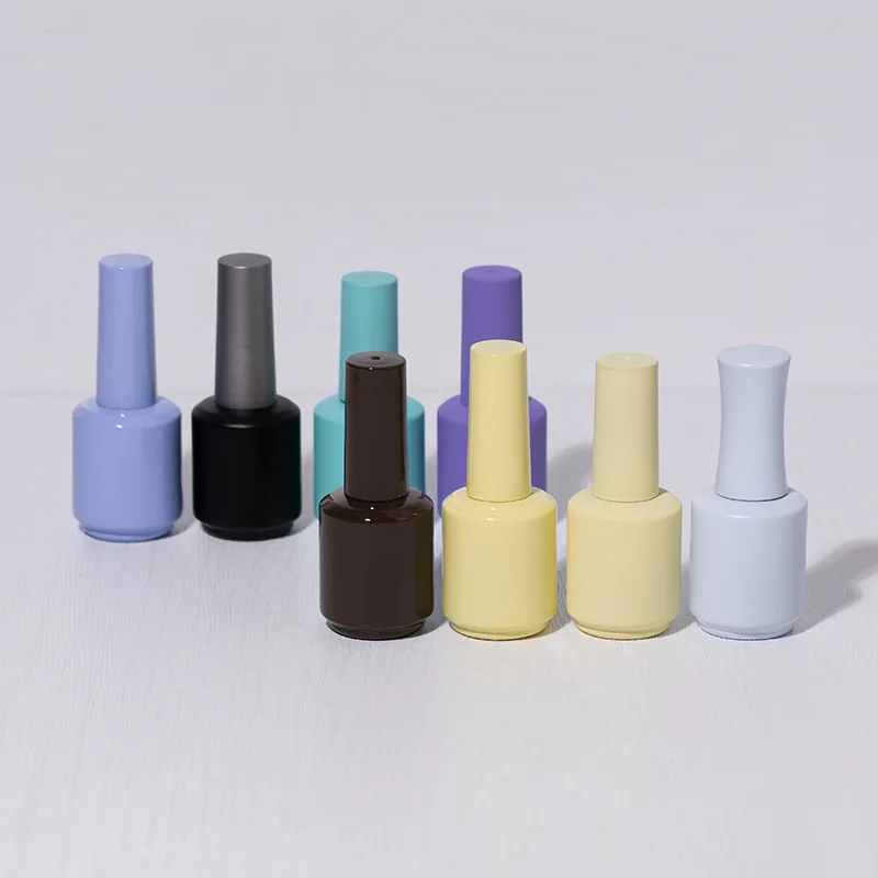 Wholesale custom logo 8ml 16ml round empty nail gel polish glass bottle with brush hot sell nail oil varnish bottle