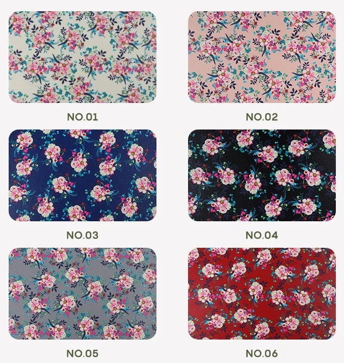 wholesale floral printed synthetic leather fabric pu designer pvc imitation leather fabric for making bags
