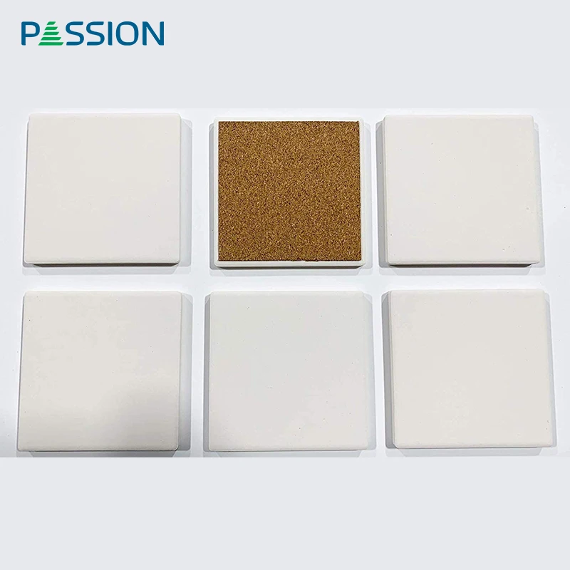 Sublimation  Square  Blank Ceramic Coaster  Tile  with Cork back with customized printed acceptable