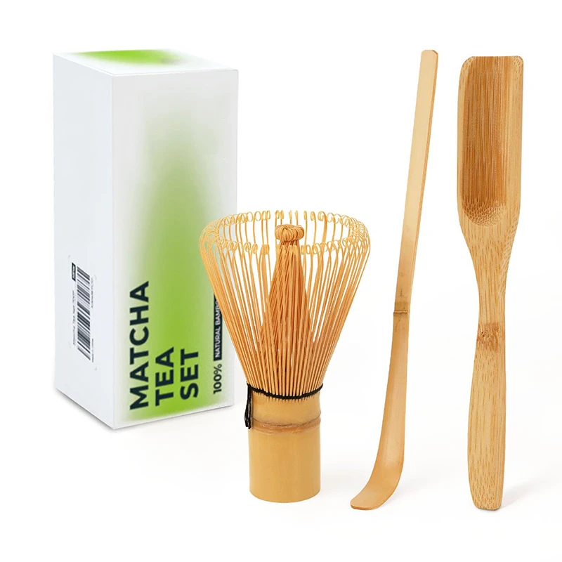 Wholesale Eco Friendly Natural Products 3pcs Reusable Matcha Whisk Bamboo Wood Spoon Tea Set Accessories