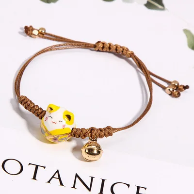 Ceramic cat bracelet fresh student girlfriends hand woven lucky cat transfer red rope bracelet AG1364