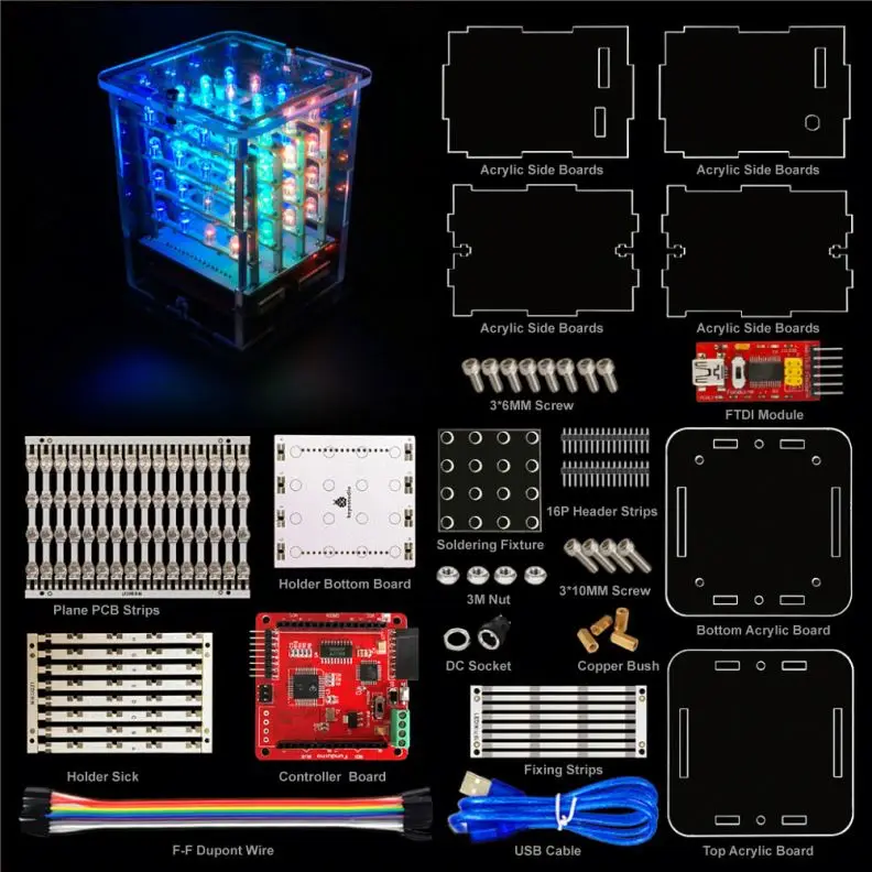 Hot Sell Factory Good Price Keyestidio 4*4*4 RGB LED CUBE Kit for Arduino kit