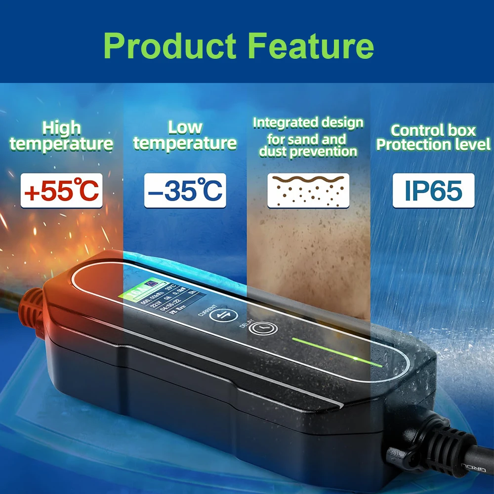 Factory Wholesale 11kw/22kw  Three Phase 480V 32A 16A Adjustable Current Mode 2 Fast IP67  Portable Ev Charger Station