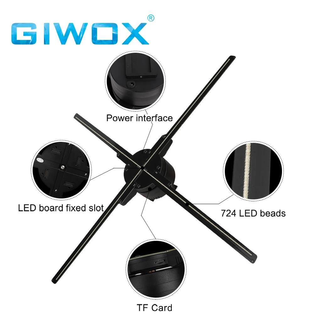 Giwox 3d голографический вентилятор видеопроектор 65SD высокое разрешение 3D светодиодный для внутреннего