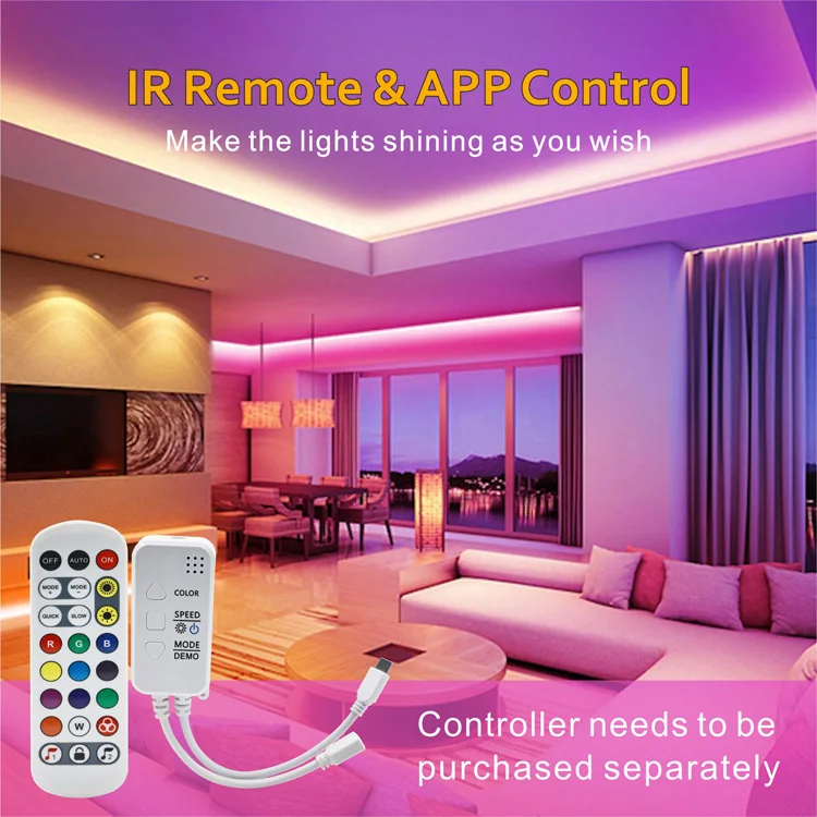 Indoor Use 24V Flexible RGB IC Strip Light Magic White with Running Water Effect Smart COB LED Strip Light