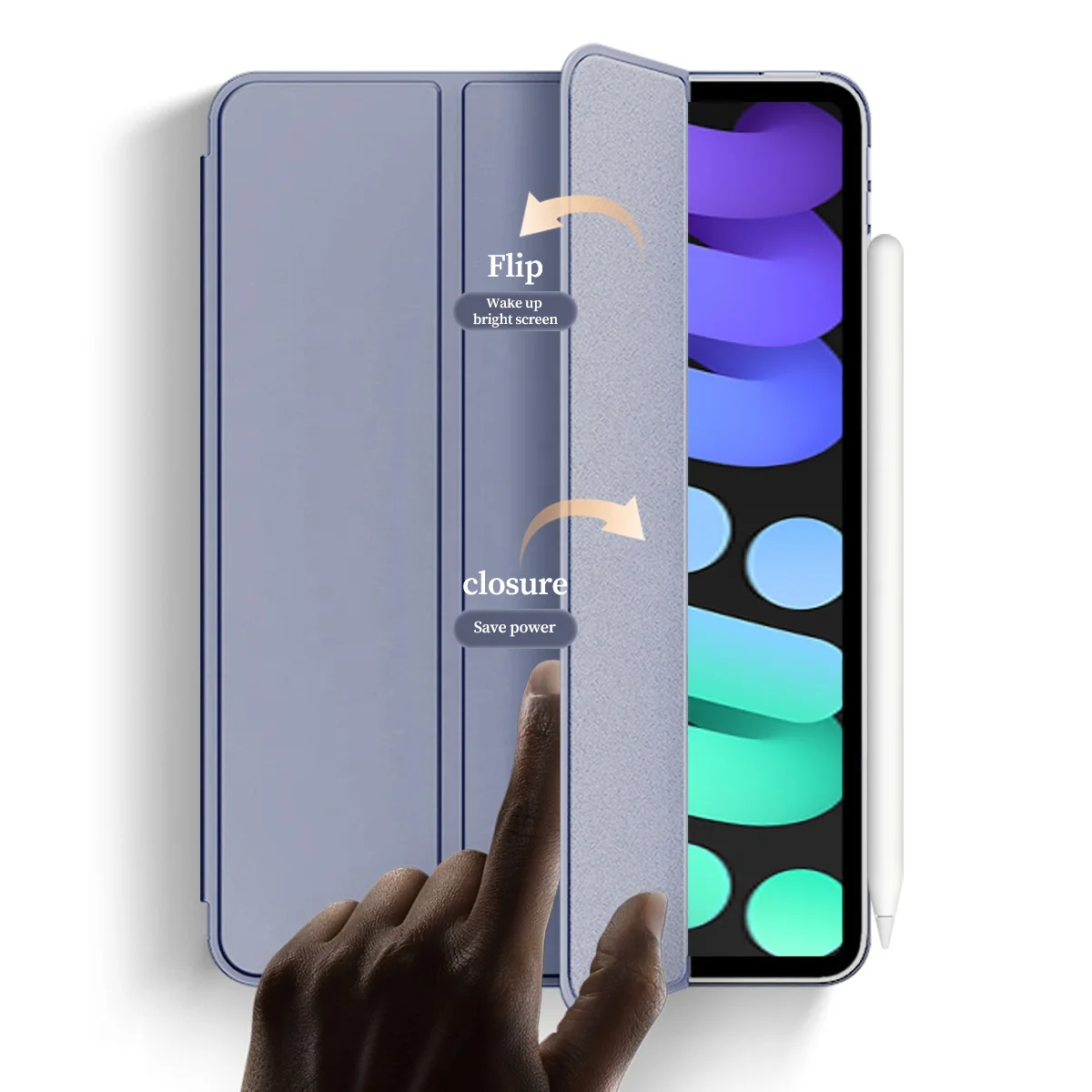 PU Leather Case Tri-fold Flip Case Smart Cover for iPad mini 6 with Magnetic case Waterproof OEM  iPad mini 6 2021 Tablet Cover