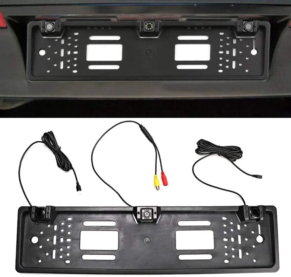 European Plate Frame Car License CCD Rear View Camera Parking sensor Two Reversing Radar and IR night vision wide ange camera