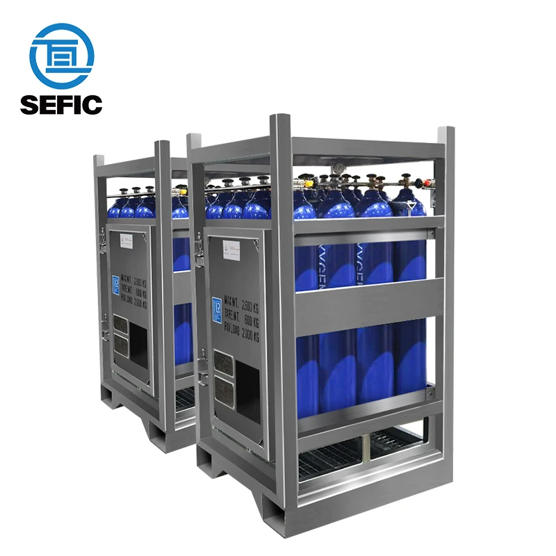 DNV 2.7-1 Standard 4*4 type,16bottles DNV Offshore Gas Cylinder Rack With 16 Cylinders Bundle