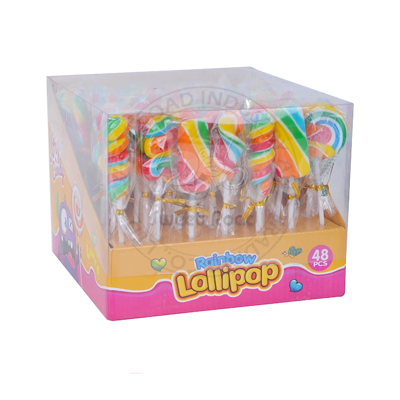 Colorful Rainbow Pop in Display Box /Rainbow color lollipop in box factory
