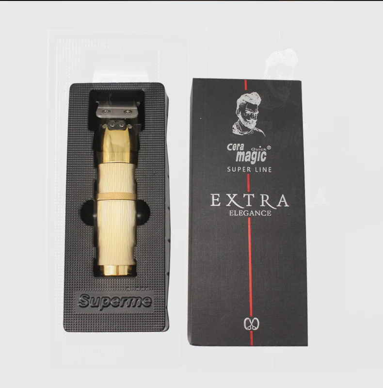 USB беспроводной триммер для волос электрическая машинка стрижки из золотистого металла с ЖК-дисплеем