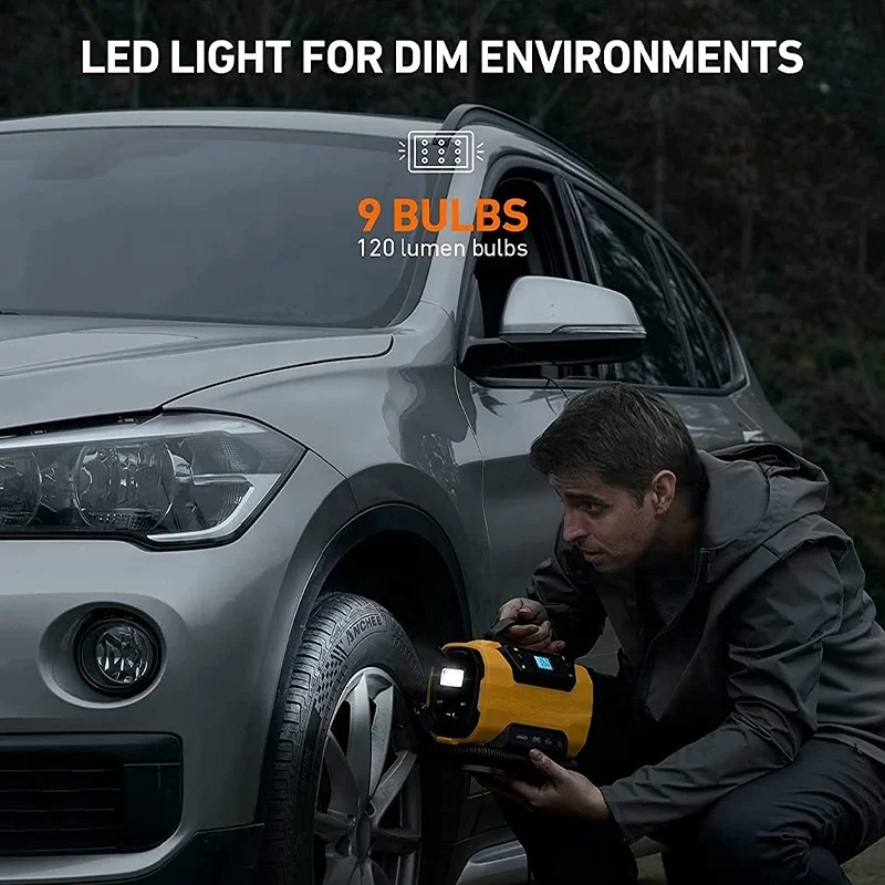 Portable 150PSI 12V DC 110V 230V AC Car Tyre Pump Dual Power Air Compressor Tire Inflator for Car Boat Bicycle Mattress