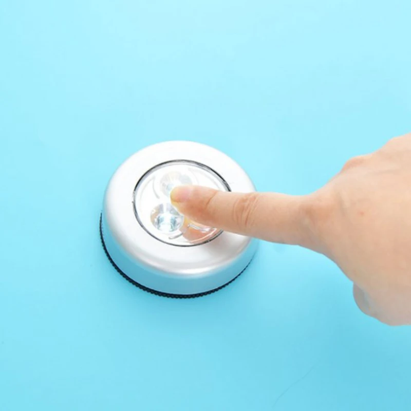 2020 Small 3 Led Round Stick cordless Touch Lamp Battery Power Cob Puck Cabinet Wardrobe Light Mini Click On Cabinet Lights