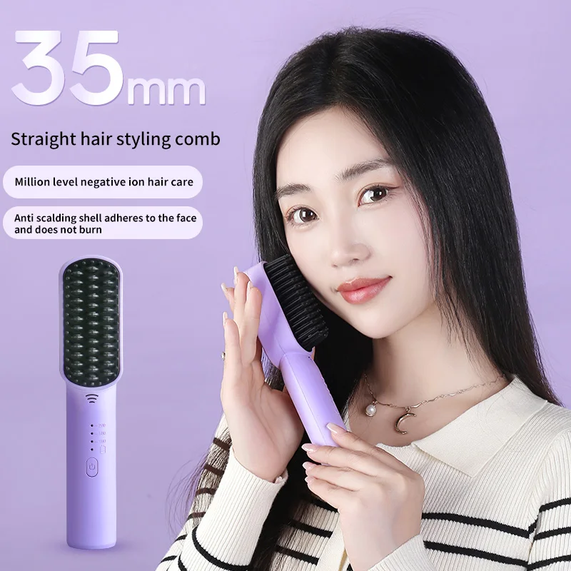 Fast Straight Usb electric Hair brush dryer Flat Hair Care and styling appliances u lady Hair Straightener comb and dryer