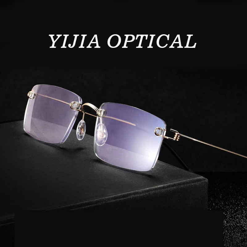 High Quality Metal Hinge Reading Glasses, Rimless Clear Reading Glasses Men Factory Custom Wholesale