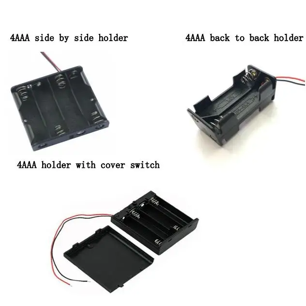 6V 4xAAA 4AAA 4 AAA Battery Holder 4 slots AAA size Case Holder with cover switch / customized connector DC plug
