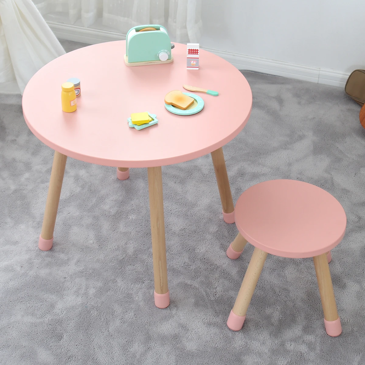 Kids Bedroom Furniture Kids Table Environmental Friendly Solid Wood Children Table and Chairs