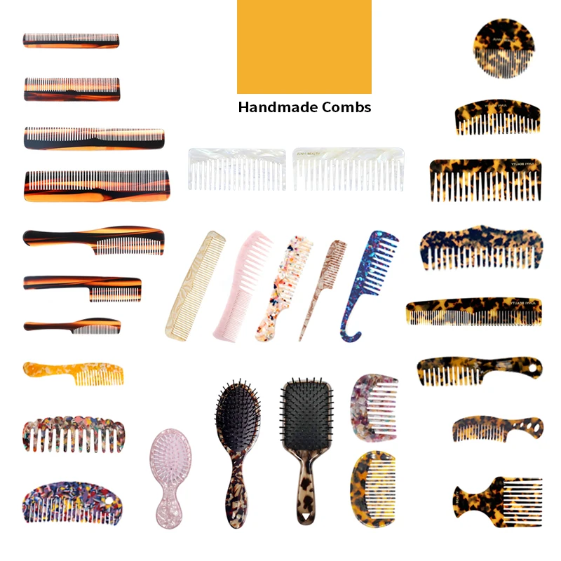 Large Size Cellulose Acetate Hair Comb Wide Tooth Korean Comb Custom Logo Anti-Static Acetate Hair Comb