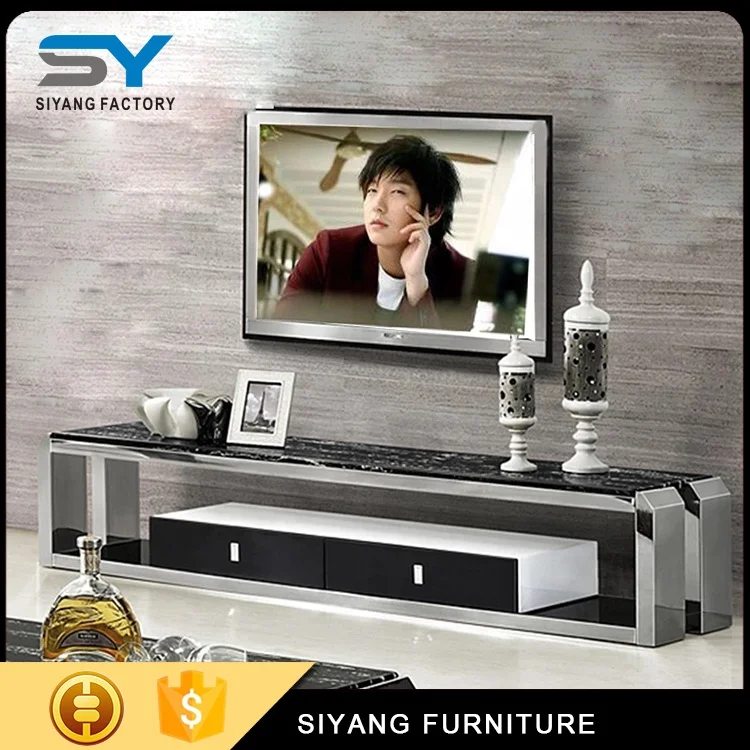Мебель из нержавеющей стали мраморный верх Классический Современный дизайн ТВ Стенд для витрины