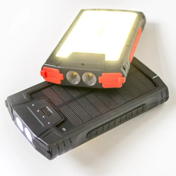 Private design fast charging phone charger 15W 10000mah micro type-c waterproof IP54 strong solar flashlight outdoor power bank
