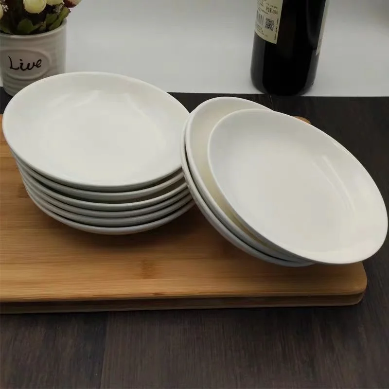 Small Pure White Household Ceramic Bone Spitting Dish 6-inch Peanut Round Dish That Can Be Put Into The Microwave Dishwasher