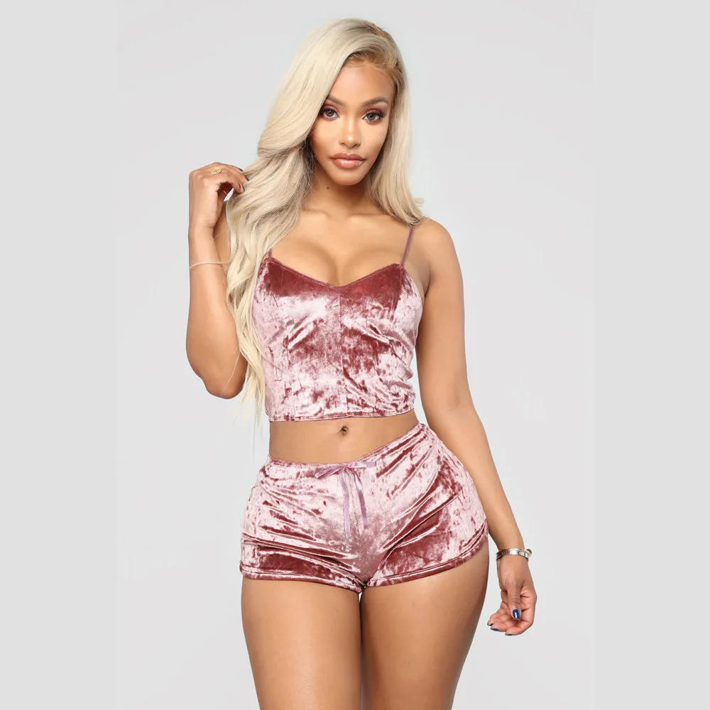 2022 Summer Women Sexy Underwear Velvet Sleepwear Casual Loungewear Nightwear Women Sleepwear Pajamas