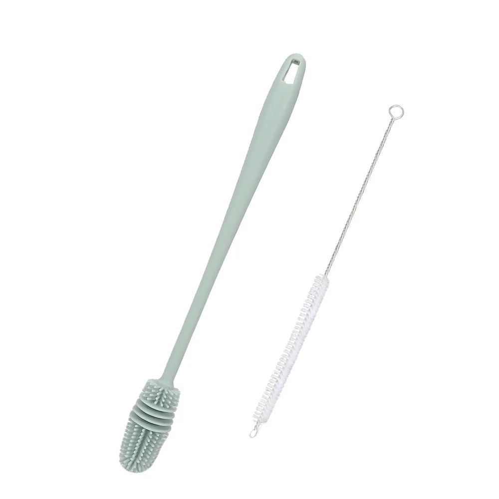 Masthome Eco Kitchen Cleaner with Long Handle Small TPR Silicone Baby Bottle Brush for Home Cleaning Glass and Car Application