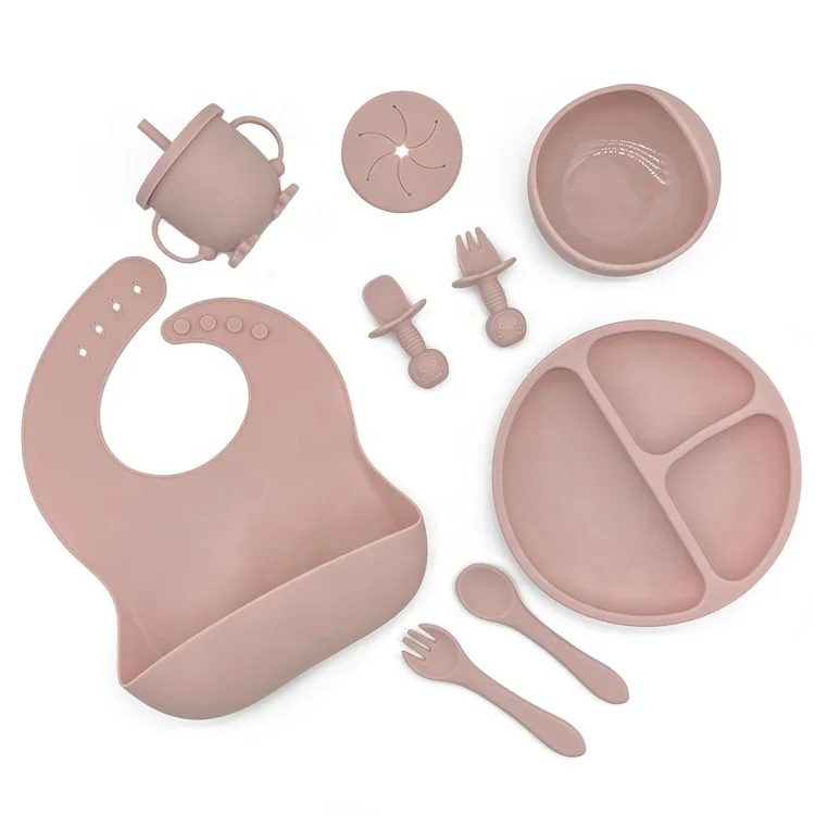 Eco Friendly Silicon Feeding Set Baby Bpa Free Silicone Feeding Kit Baby Set Baby Led Weaning Feeding Set