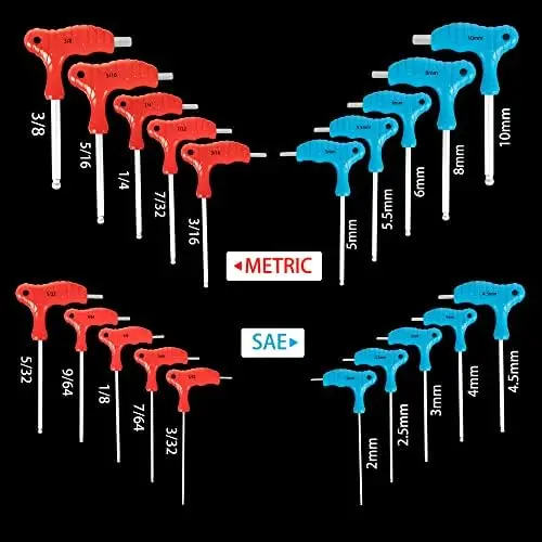 20-piece T-shaped Repair Tool Set Screwdriver Tool TPR Handle ball head Hex Key Wrench