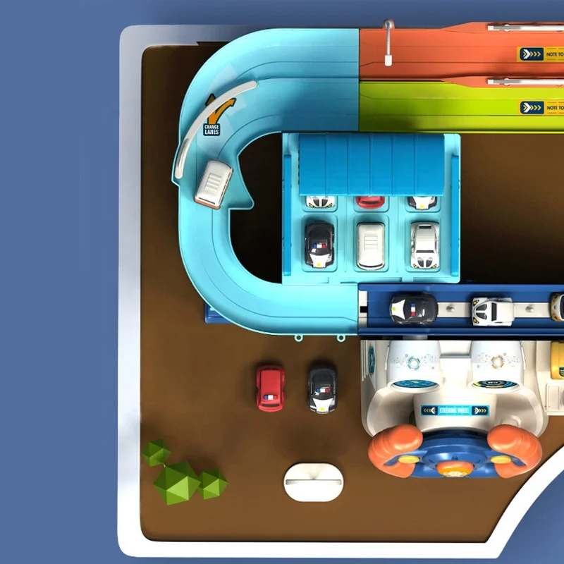 New Arrival Kid DIY Assemble Slot Toy Parking Garage Steering Wheel Toys Car Driving Simulation Track Urban Rail Transit