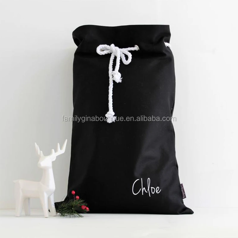 Рождественские украшения, оптовая продажа, ручная работа, черный классический сублимационный мешок Санта