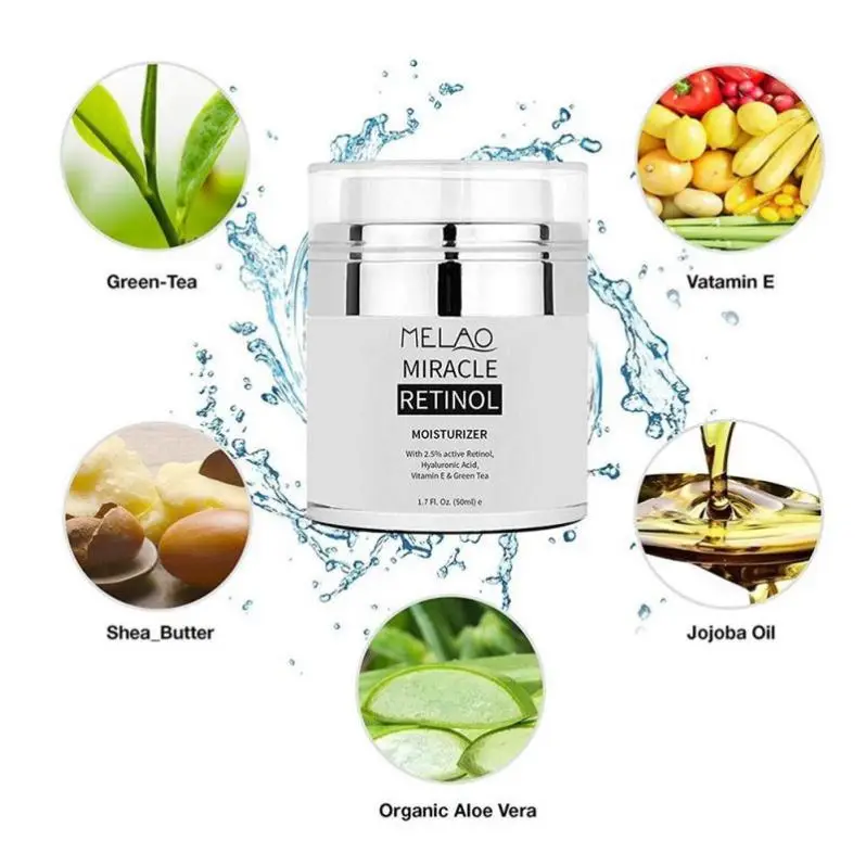 MELAO 2.5% Retinol Moisturizer Cream Hyaluronic Acid Anti Aging Reduces Wrinkles Fine Lines Day And Night Retinol Cream TSLM1