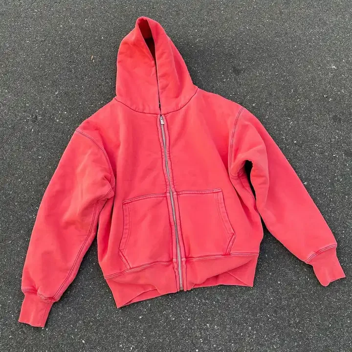 French Terry Street Wear Hoodie Cotton Acid Wash Vintage Custom Logo Oversized Stone Wash Sun Faded Distressed Hoodies