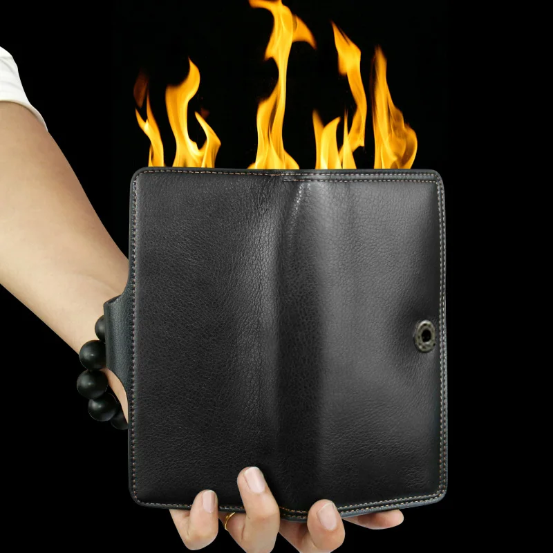 High quality Electronic Fire Wallet (Long) Black Magician Close Up Stage Magic Tricks Illusions Gimmick Props Mentalism Funny