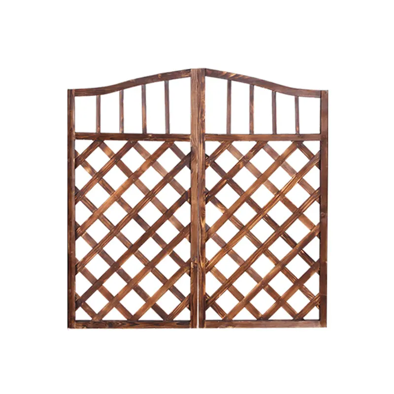 Outdoor fencing panels anticorrosive wooden gate fence courtyard garden villa decoration double open yard wood grille grid gate