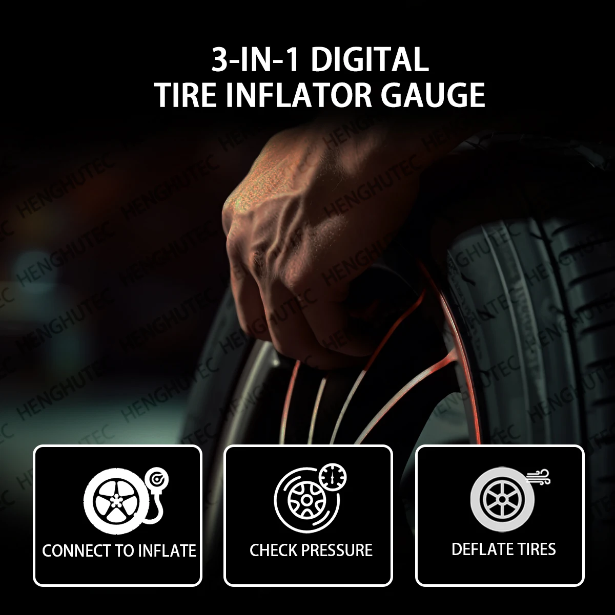 Accurate MCN-523 Digital Tire Pressure Gauge - LED Display, Customizable Preset for Vehicle Safety