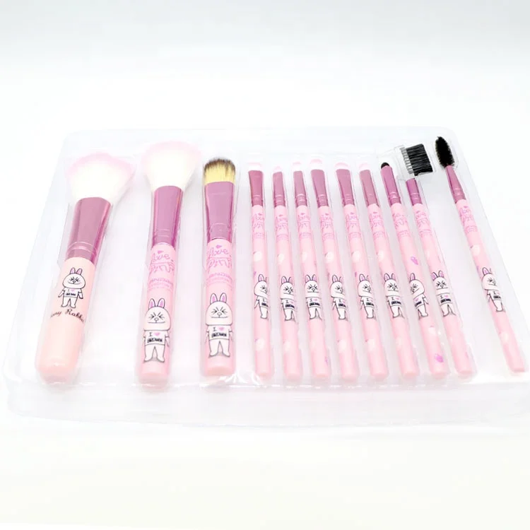Wholesale pink brown bear professional make up brush custom eyeshadow brush make set up hello kitty cartoon make up brush set