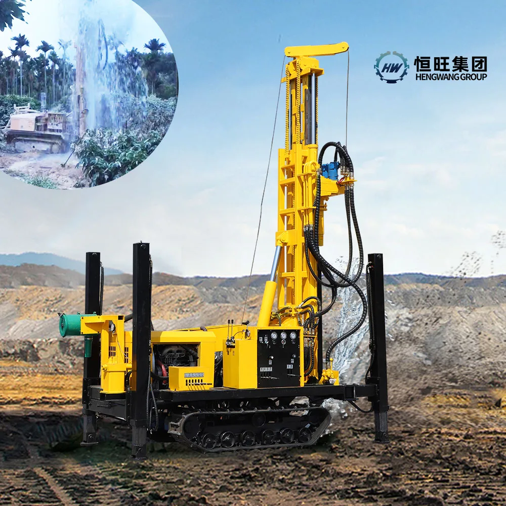 Hengwang cheap price 300 Meters Track Mounted Drilling Rig with Air compressor