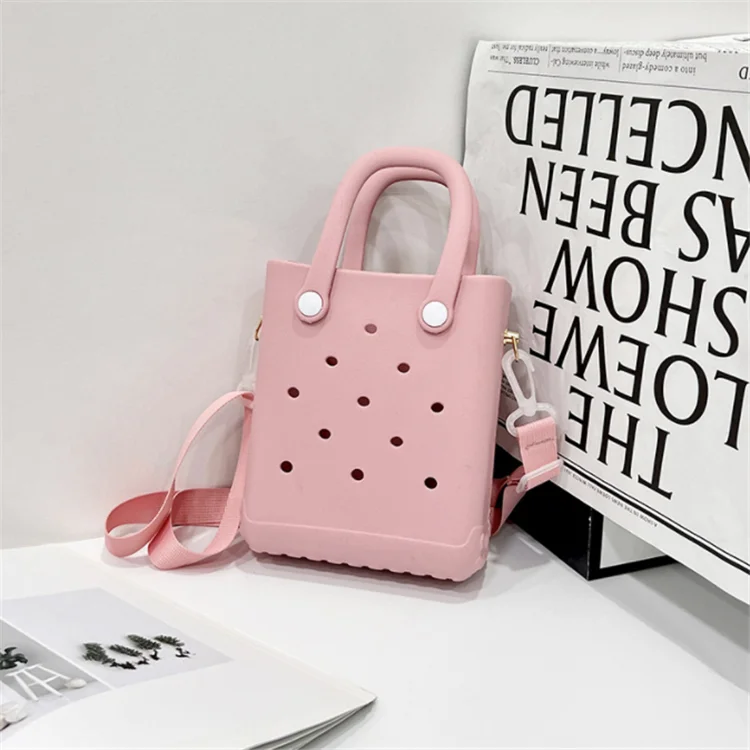 Vivid Color High Quality Kids Eva Tote Shopping Basket Cosmetic Bag Silicone Beach Mini Eva Bag with Strap