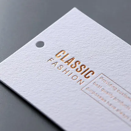 Fashion Logo Printing Garment Hang Tag Black Foil Bags Paper Tags With Eyelet