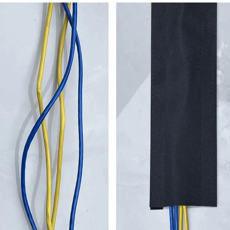 Fastening Tape Sleeves Carpet Floor Cord Cover Wire Tube Cable Protective Sleeves adhesive hook and loop tape