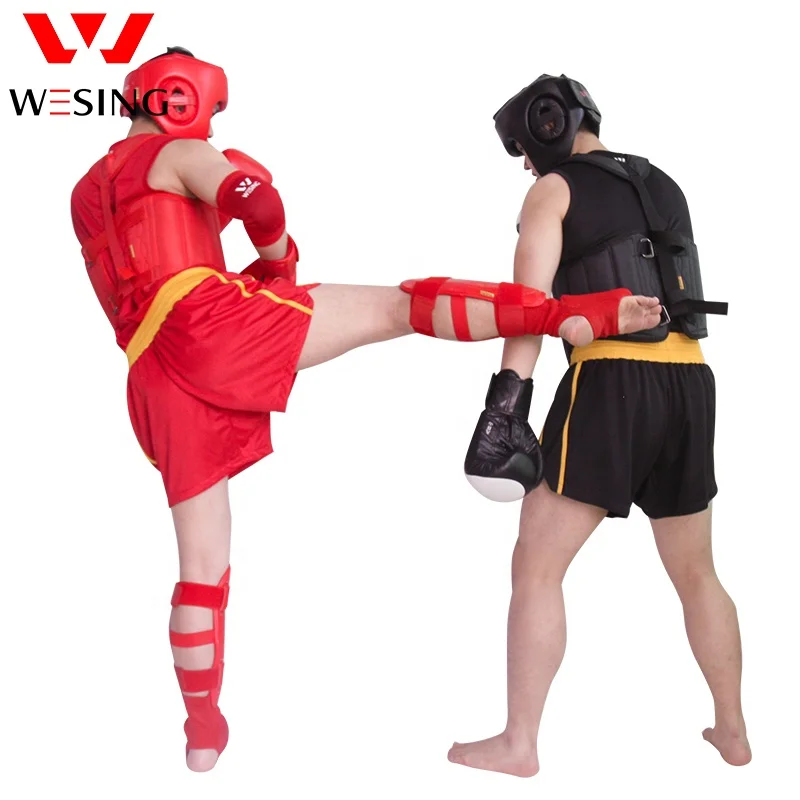 Wesing Custom Shin Guards OEM Red Leather Martial Arts Sanda Training Shin Guard
