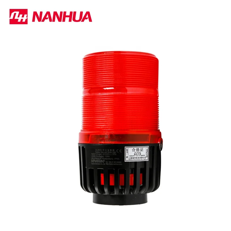 NANHUA AL80 Industrial Waterproof LED  Beacon Siren Strobe Flashing Light Audible Visual Alarm  Sounder Red