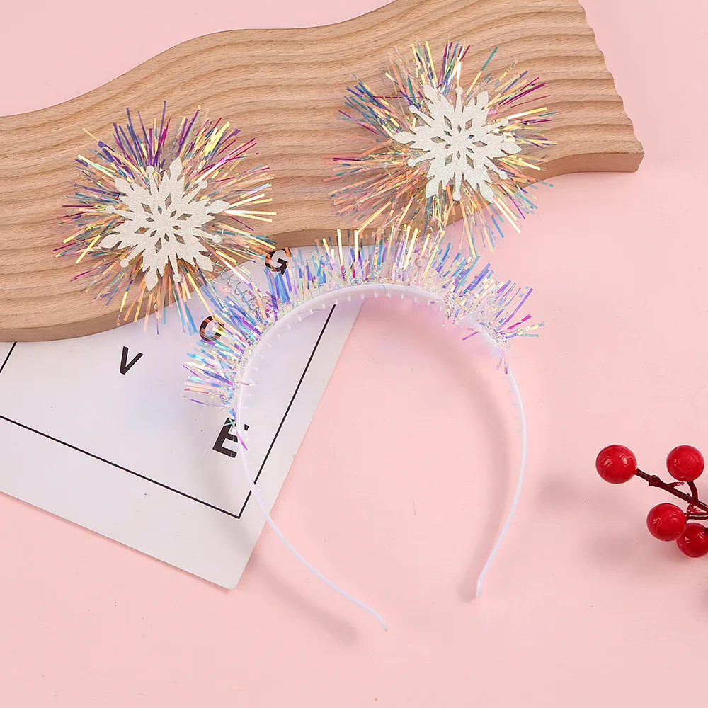 Christmas New sales girl accessories kids cute  bright silks Headband for party snowflake laser Headband